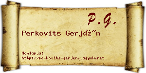 Perkovits Gerjén névjegykártya
